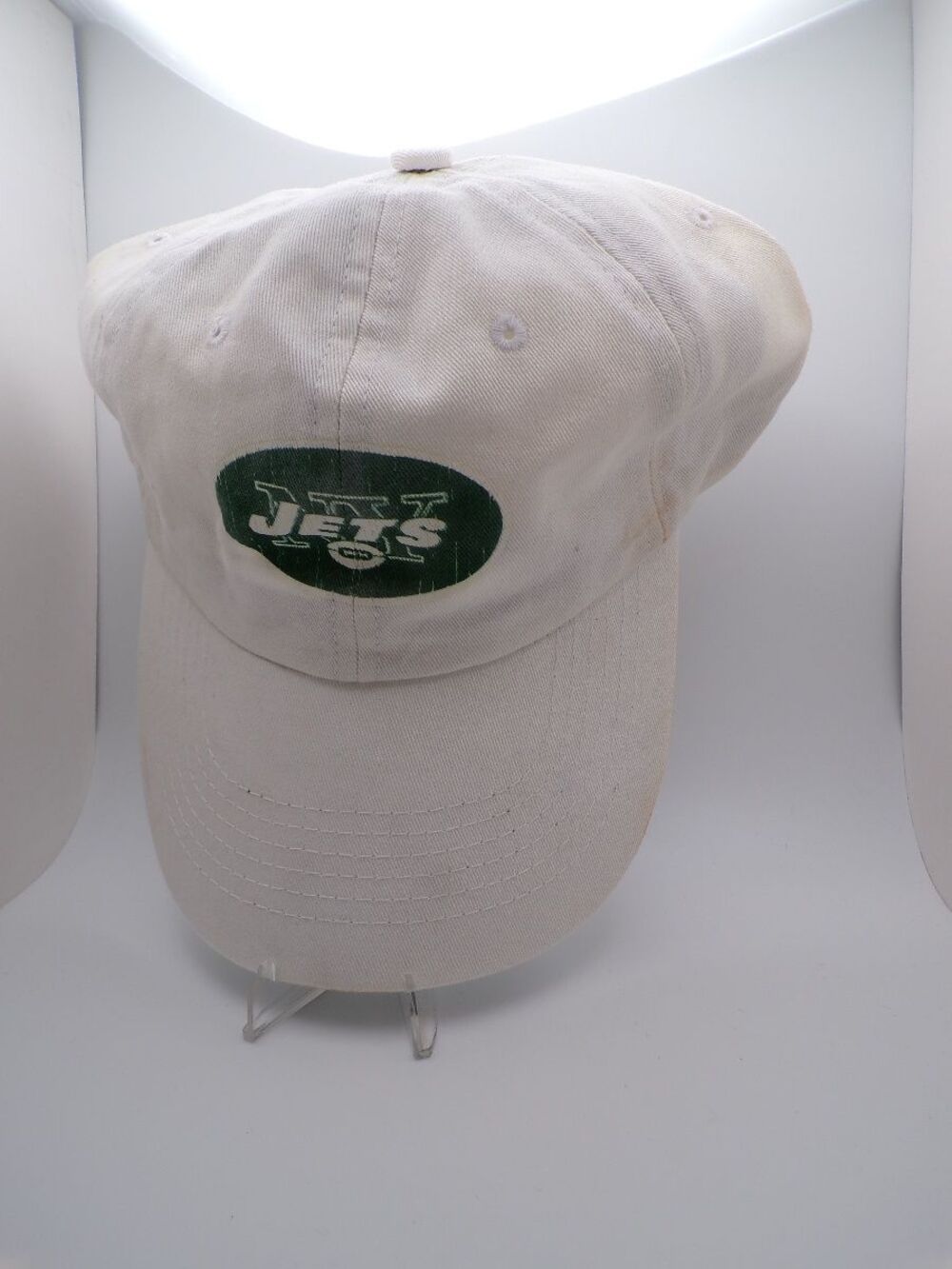 Reebok NY Jets Beige Baseball Cap S/M Adjustable Cotton Twill Vintage